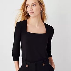 Ann Taylor Matte Jersey Envelope Neck Top